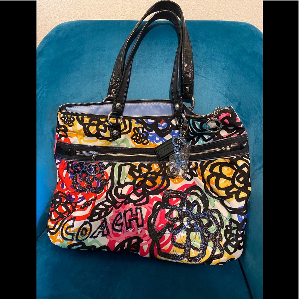 COACH Poppy Rainbow Floral Tote NWOT
